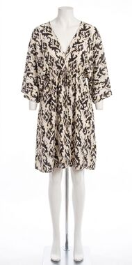 NEW GIGI MODA corta ikat print mini dress in black
